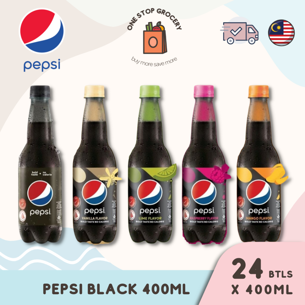 [OneStopGorcery] PEPSI Black Multiple Flavours 24 Bottles X 400ml ...