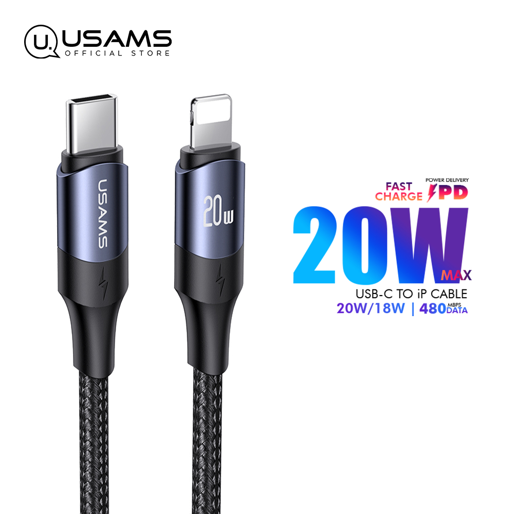 USAMS 20W PD Type-C to Lightning Fast Charging Cable Long Cable for iP 8 to 13 Devices (1.2M/2M/3M)