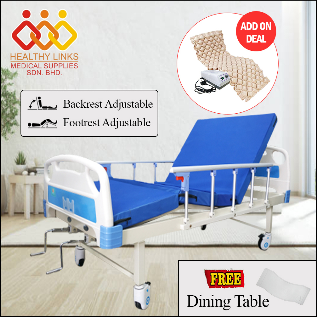 [MDA Approved] Hospital Bed 2 Function Manual (M15) + Mattress + Dining