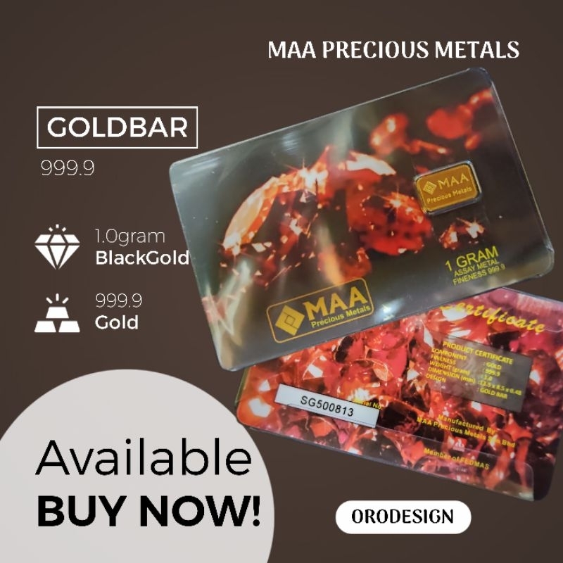 GoldBar 1 gram, edisi BlackGold keluaran MAA, Emas 999.9 Shopee Malaysia