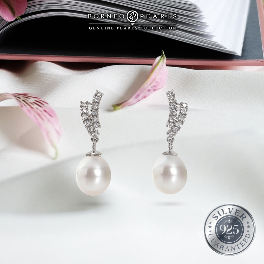 925 Silver Drop Pearl Earrings