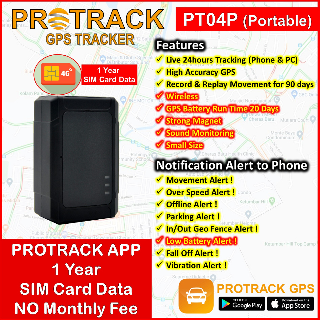 GPS Tracker PT04P Wireless [12 Months GPS Data Included] Builtin