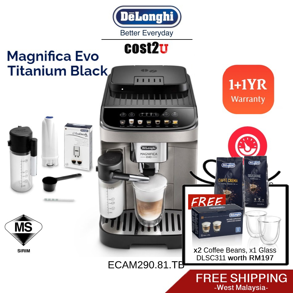 [Free Coffee Bean] Delonghi Magnifica Evo Titanium Black Fully