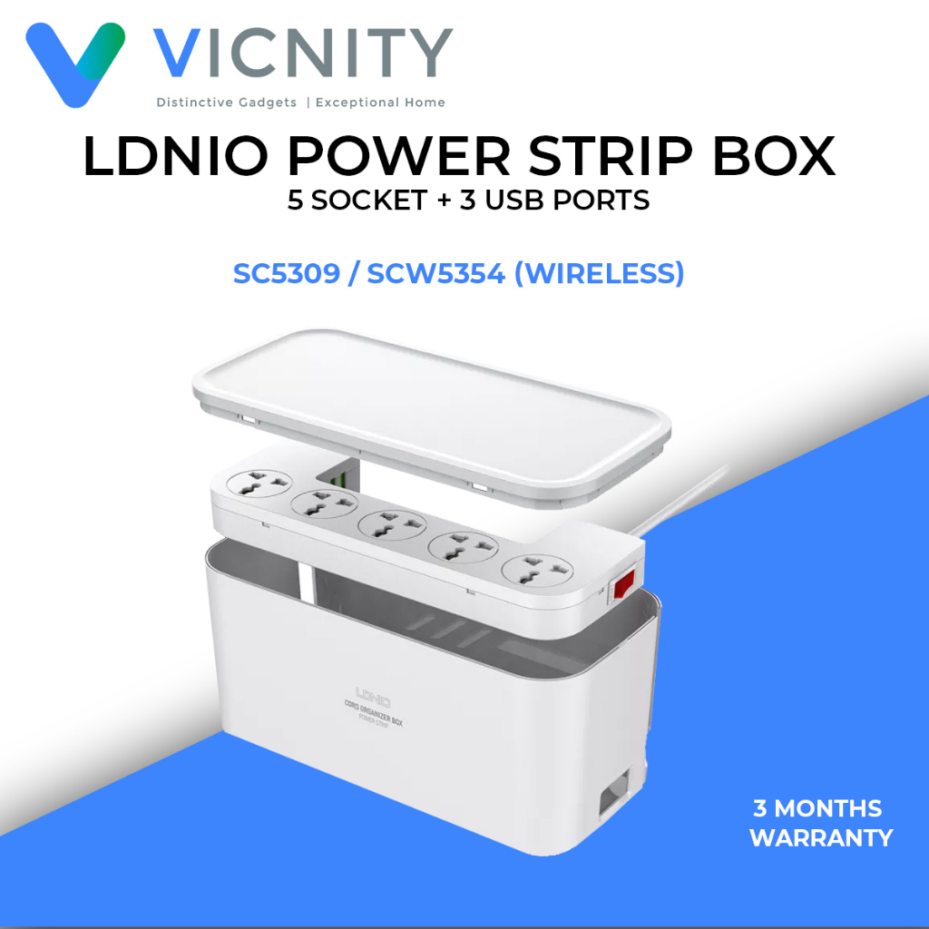 LDNIO SC5309 / SCW5354 (Wireless) (UK PLUG) Management Cord Organizer