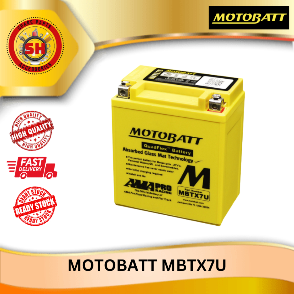 Motobatt MBTX7U Motorcycle Battery Honda MX125 / CBR250R / CB600F ...