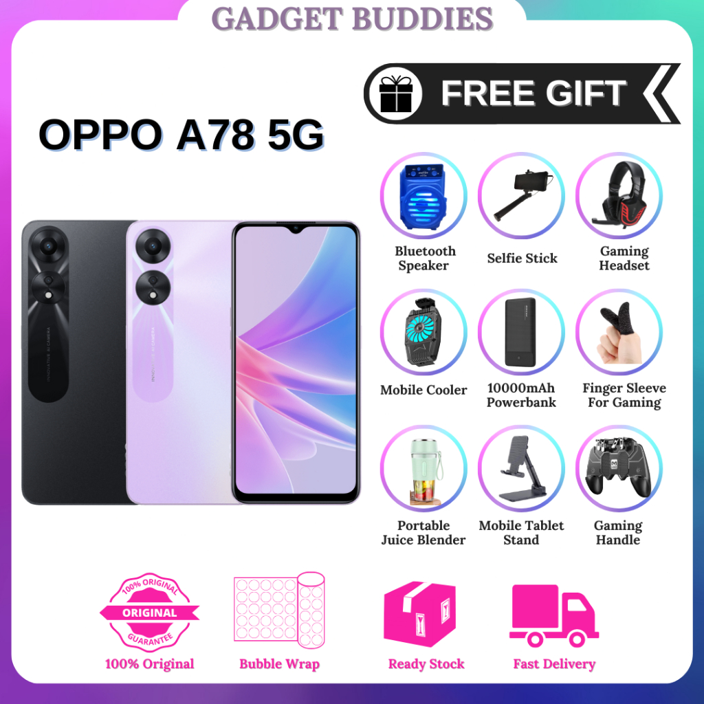 OPPO A78 5G (8GB Ram + 128GB Rom) Original 1 Year Oppo Malaysia Warranty 5G Smartphone