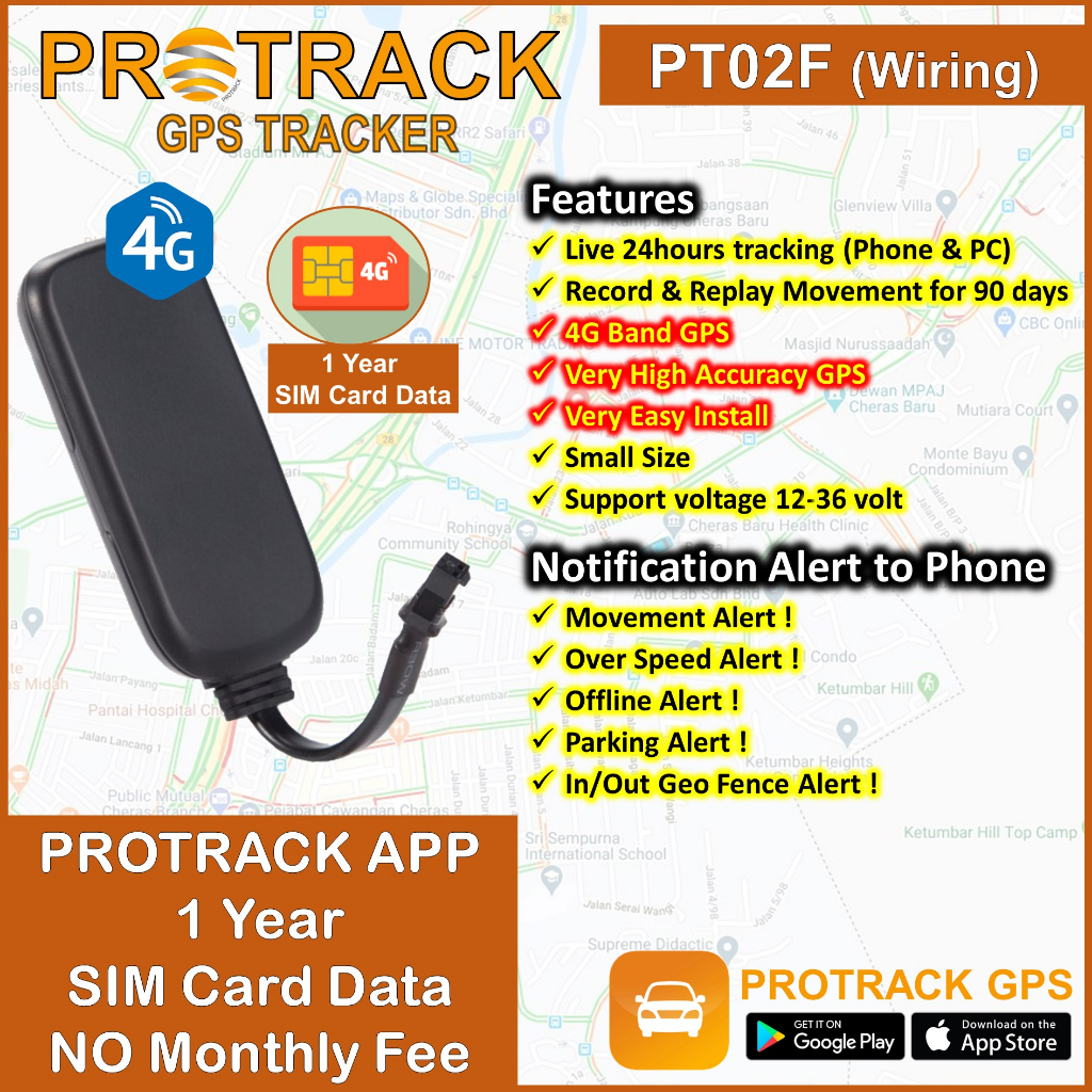 GPS Tracker PT02F 4G Easy Install [12 Months GPS Data Included] for Car