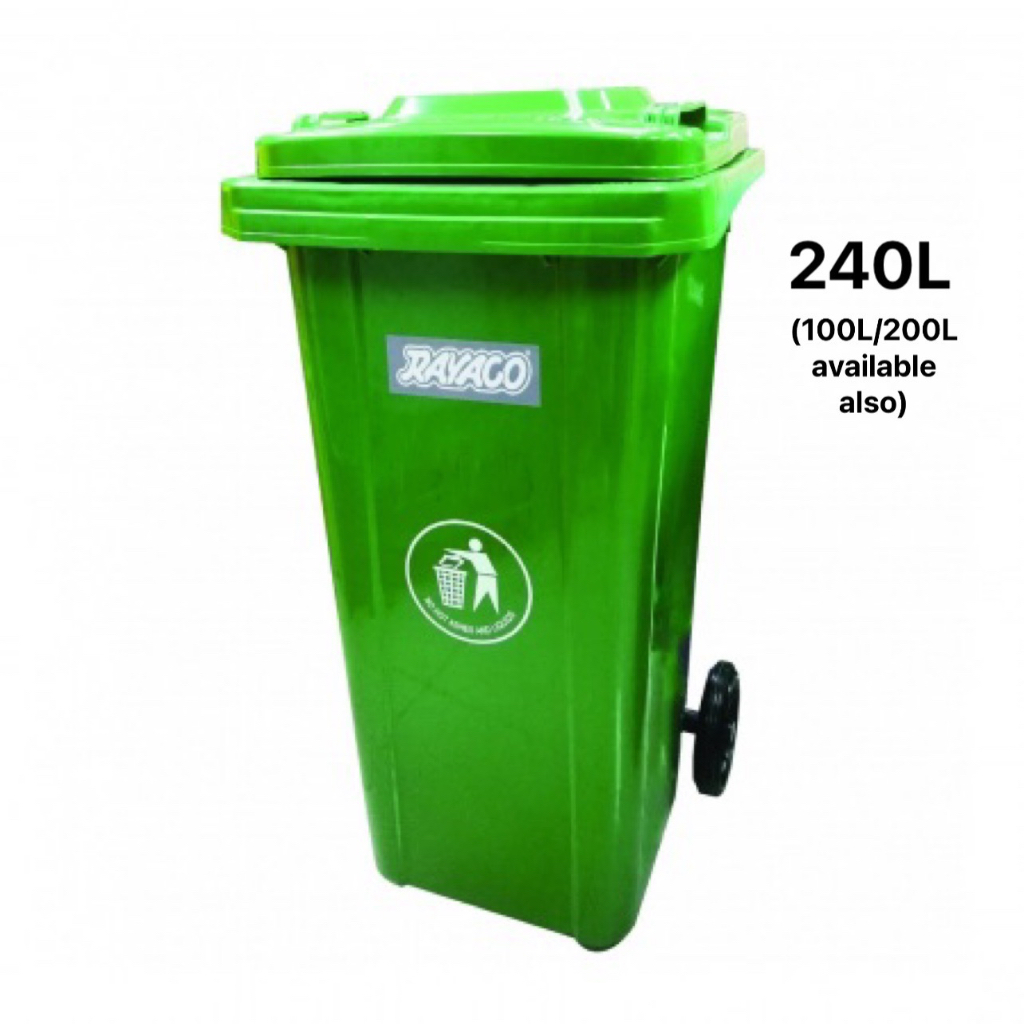 Rayaco RI240G 240L Big Large Mobile Commercial Green Dustbin Garbage