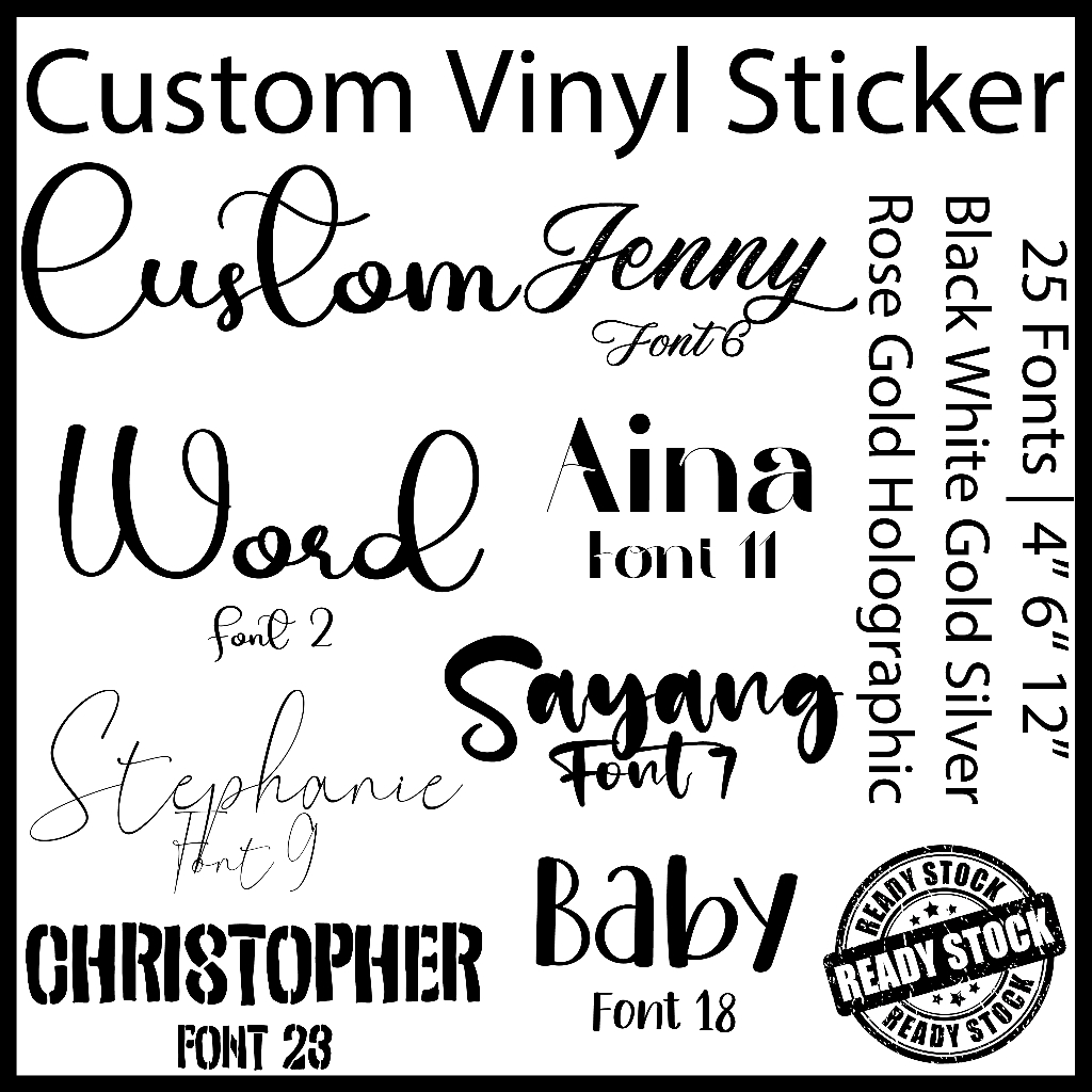 4" 6" 12" Custom Balloon Sticker Black White Gold Silver Rose Gold Holographic Holo Vinyl Bobo Bubble Decal Party Deco