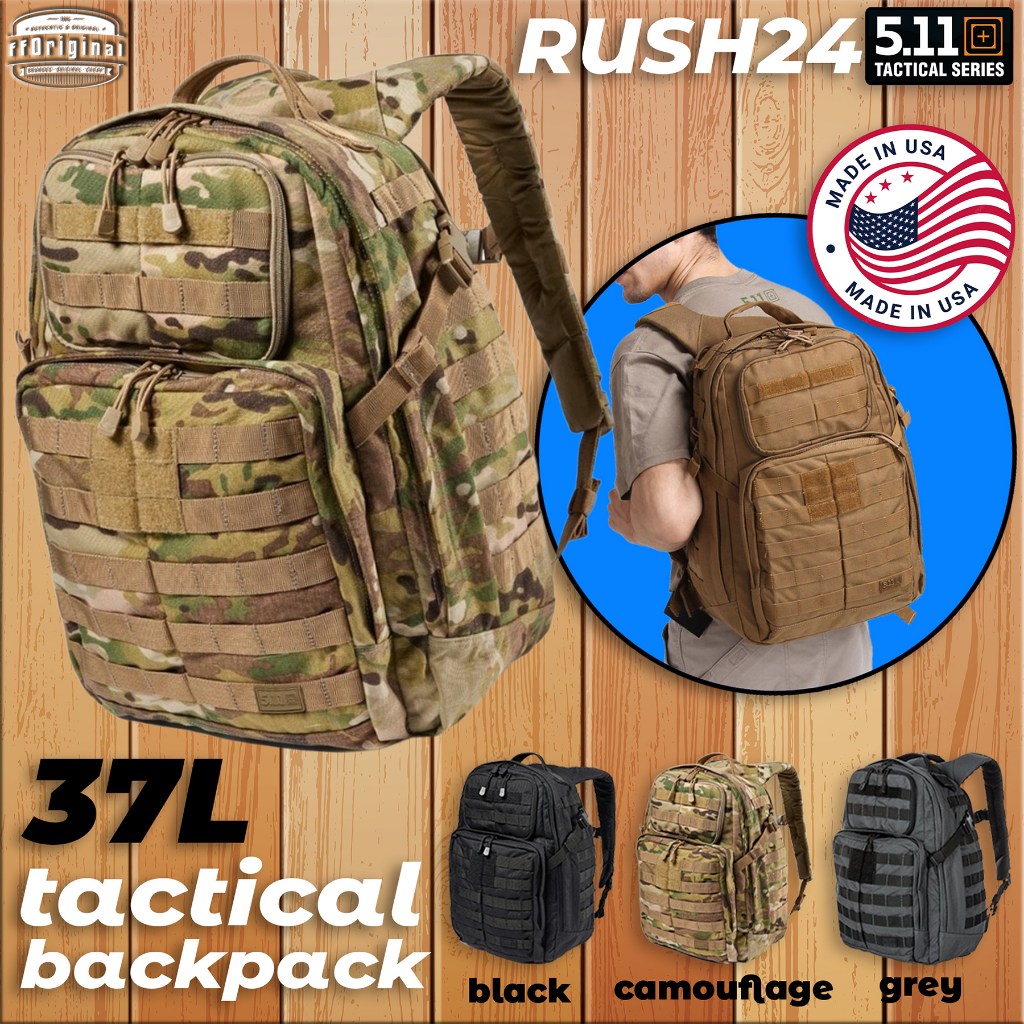 100% AUTHENTIC 5.II TACTICAL 37L Rush 24 Outdoor Travelling Hiking Shoulder Bag Heavy Duty Waterproof Light Backpack