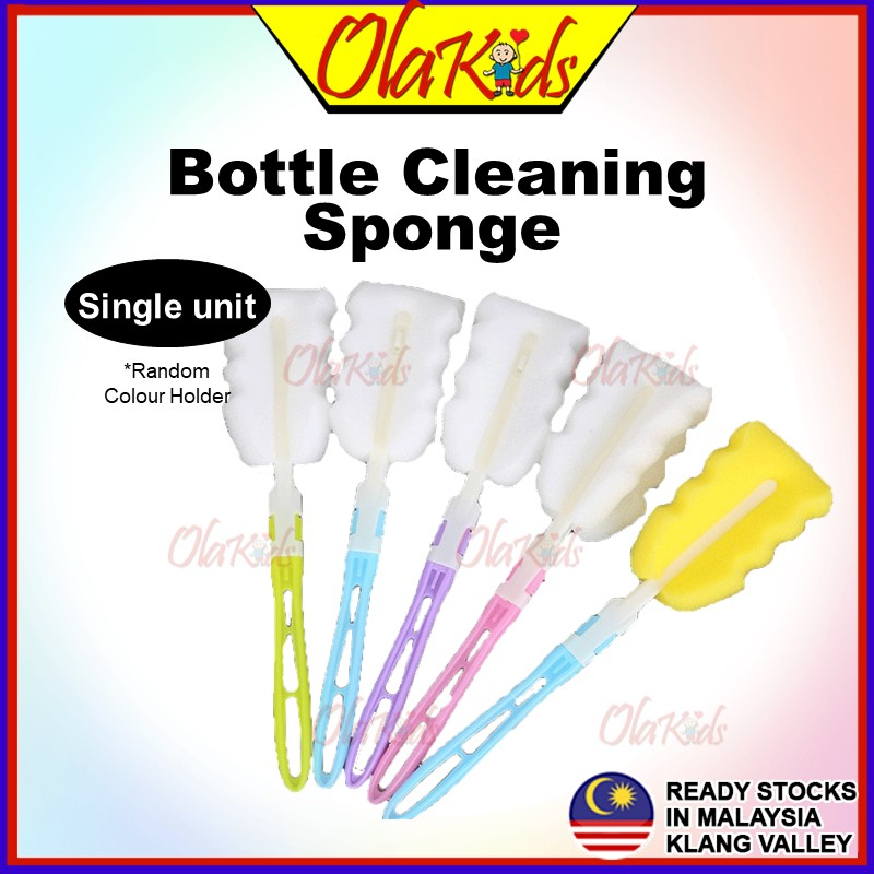 OLAKIDS Baby Bottle Sponge Cleaning Tools Straw Brush Nipple Brush Milk Bottle Cleaning Set Feeding Essential Bot