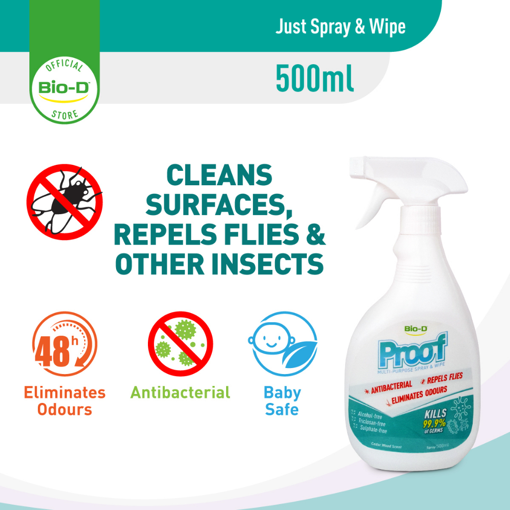 BioD PROOF Spray & Wipe 500ml (Surface Cleaner & Fly Repellent