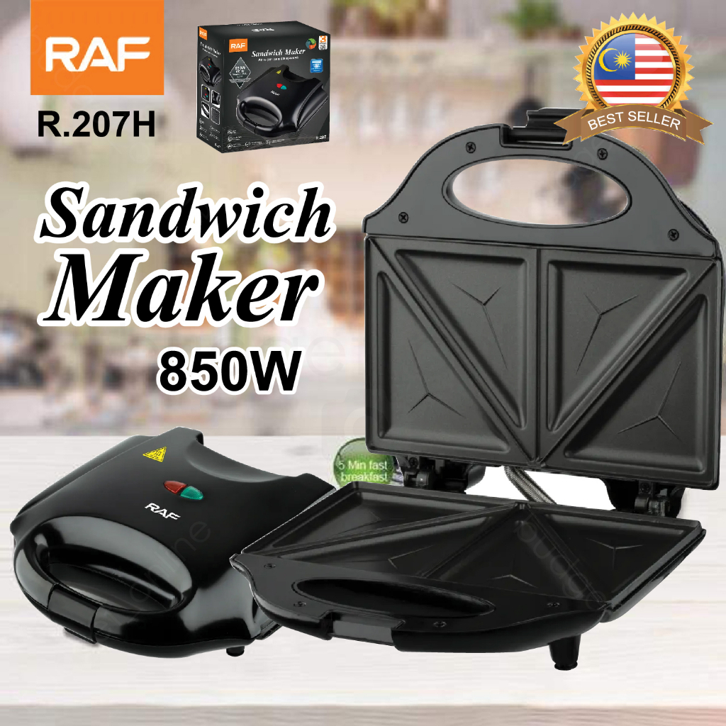 RAF Sandwich Maker Panini Press Toaster 850W Non Stick Coated Double