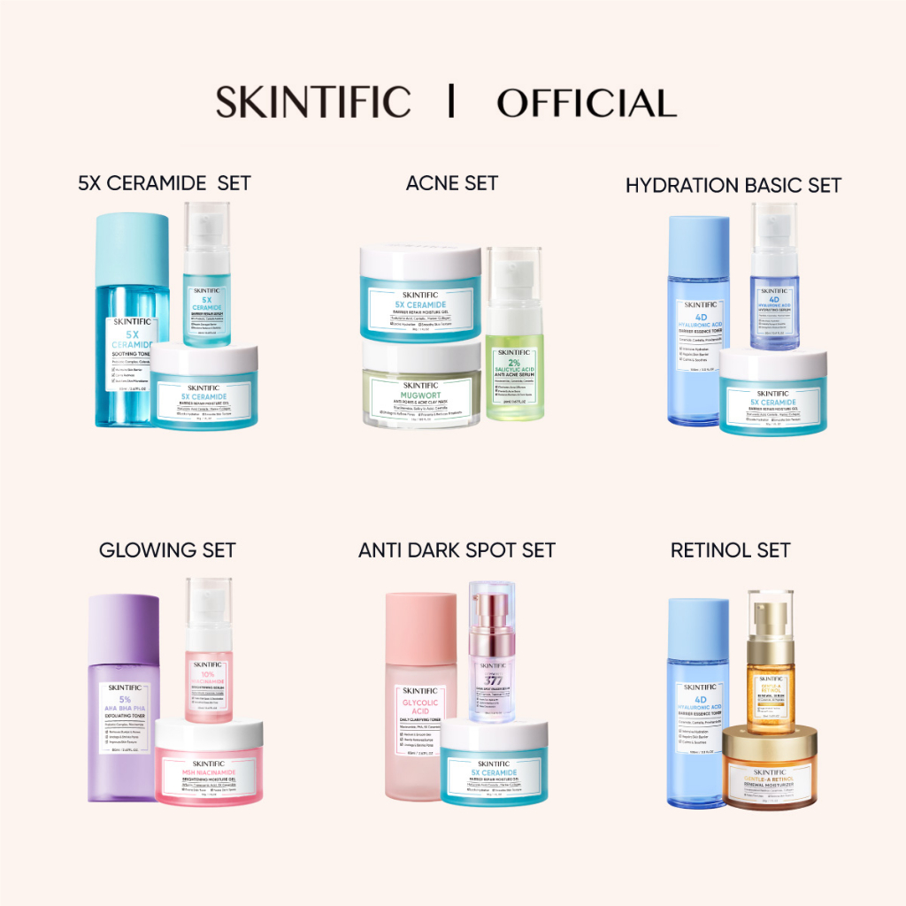 SKINTIFIC 3pcs Paket Skincare With Toner 4D HA Barrier Essence Toner ...