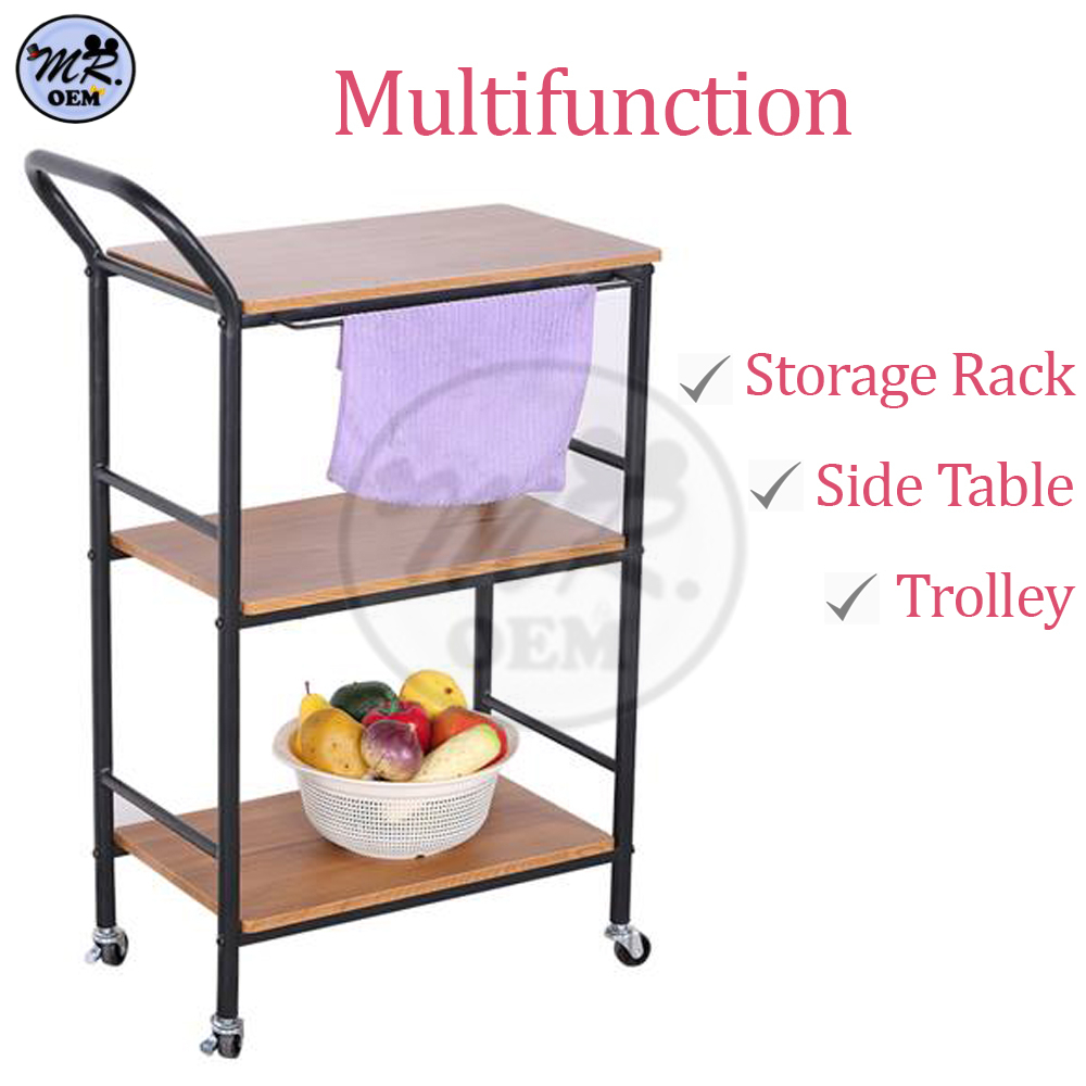 MR OEM Dining 3 tier Kitchen Trolley Rack/ Restaurant Solid Serving