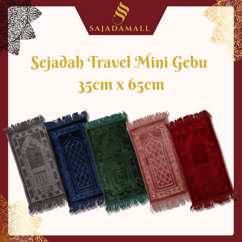 Sejadah Mini Muka Panjang Gebu Travel Anti Slip 35cmx65cm Mudah Lipat untuk Umrah & Haji Prayer Mat Travel