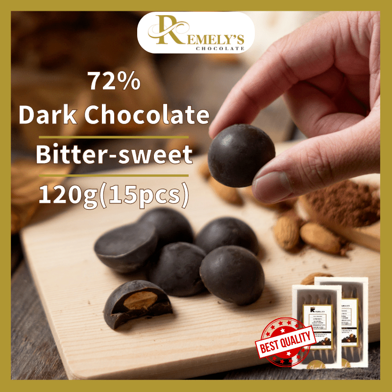 REMELY'S CHOCOLATE 72 Dark Chocolate Box Hazelnut Coklat Bar 120gm