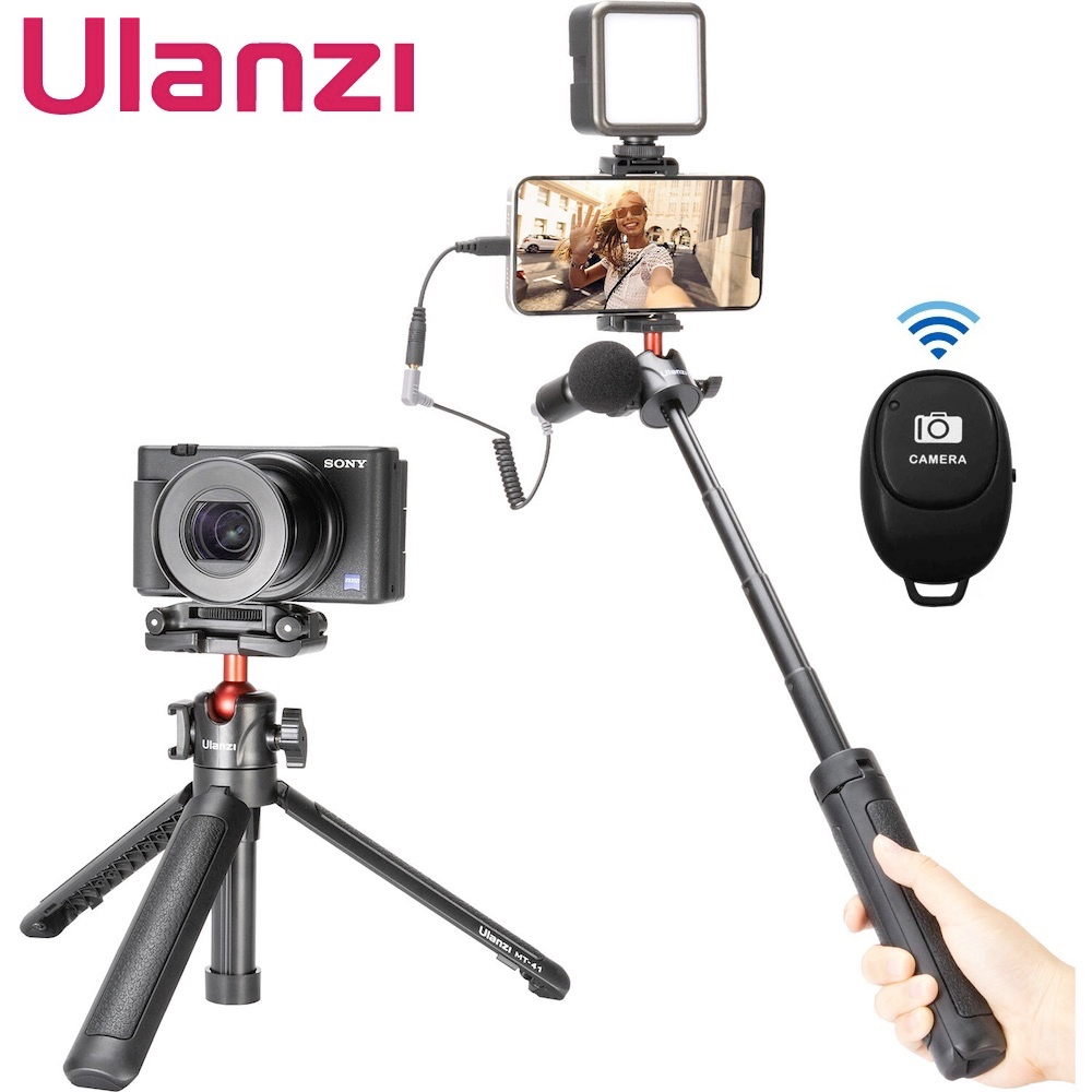 ULANZI MT41 Tripod Selfie Stick Phone Holder Clip Vlog Mount Monopod