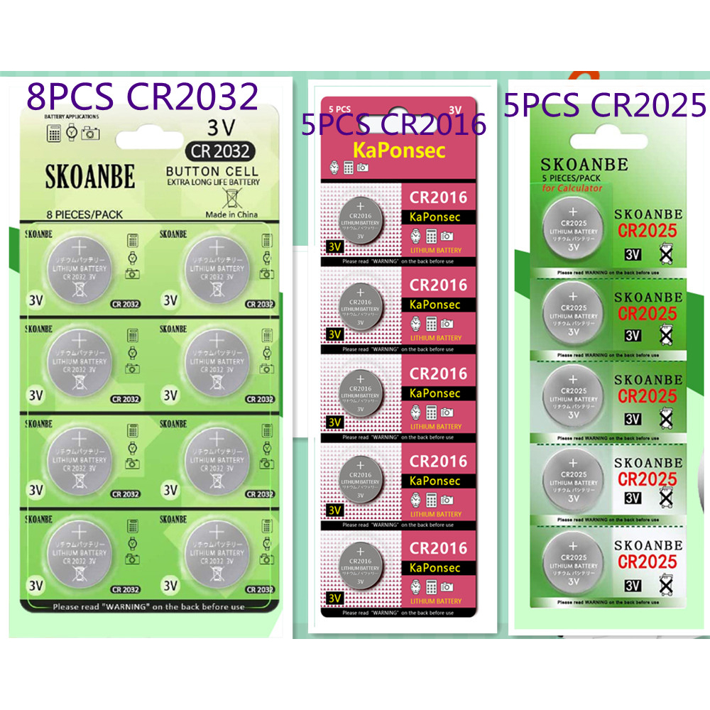 SKOANBE CR2032 2032 3V CR2025 2025 CR2016 2016 Button Coin Cell