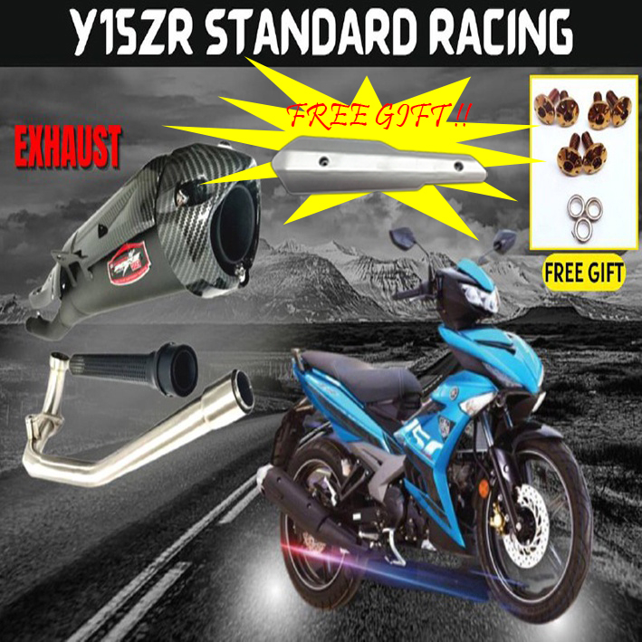 LC135 Y15ZR EXHAUST EKZOS STD STANDARD RACING CARBON AND BLACK PROTECTOR COVER GRED A Shopee