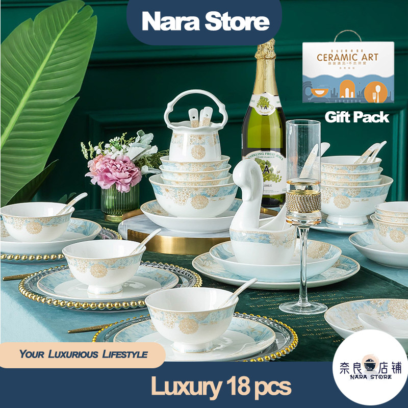 luxury-european-style-dinnerware-sets-porcelain-plates-and-chopsticks