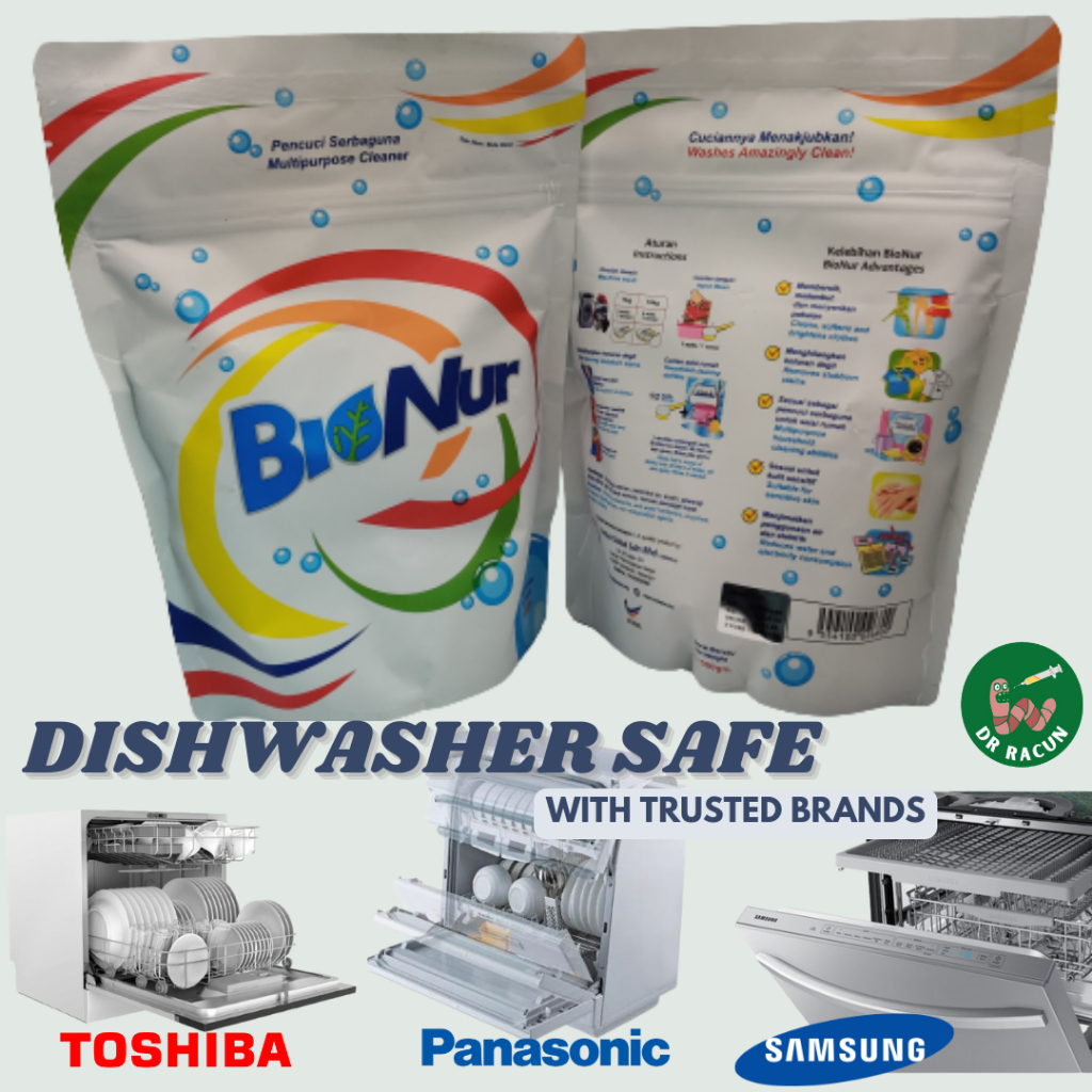 Dishwasher Detergent Powder BioNur Sirim Approved Safe & Made in Malaysia 1KG Cleaning pencuci serbaguna 5 in 1