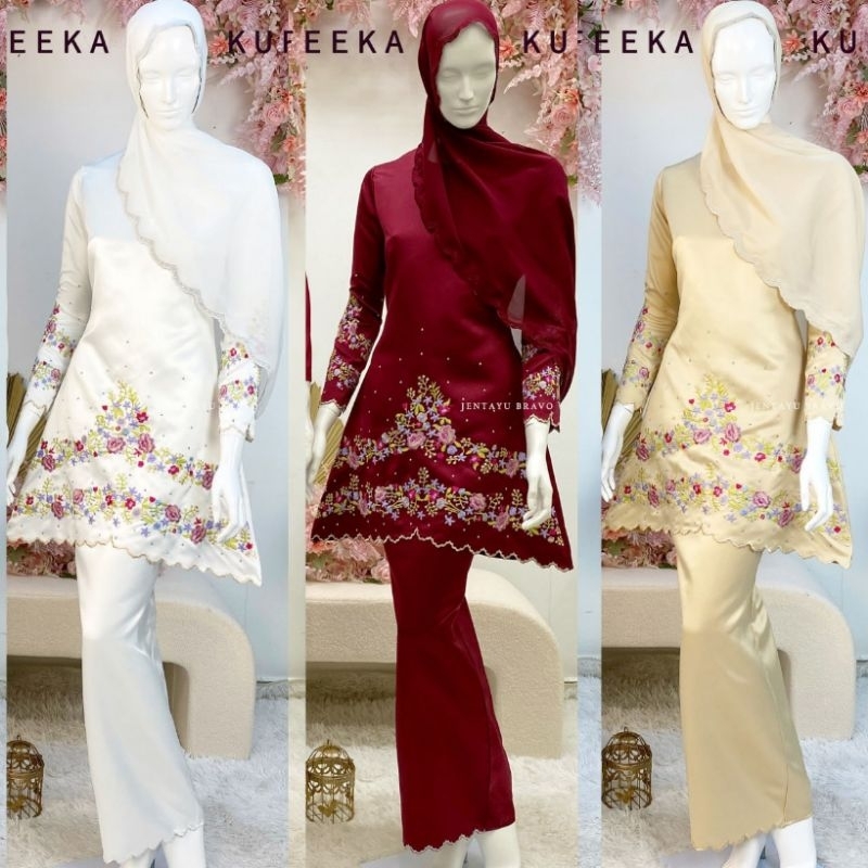 [FREE SHAWL] FEEKA KURUNG LACE DUCHESS SATIN READY STOCK PLUS SIZE BAJU ...