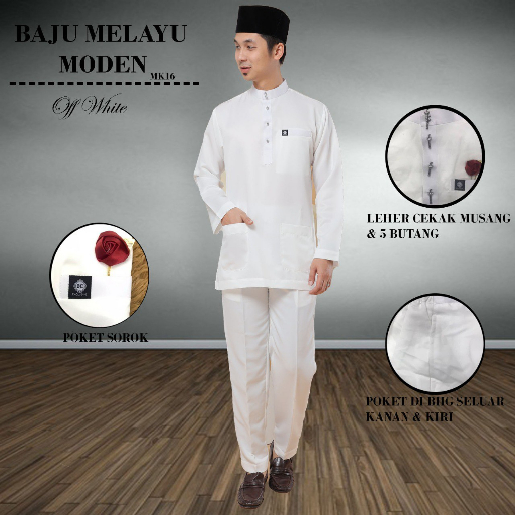 Baju Melayu AYASH  Baju Melayu OffWhite  Nikah  Tunang  Kahwin