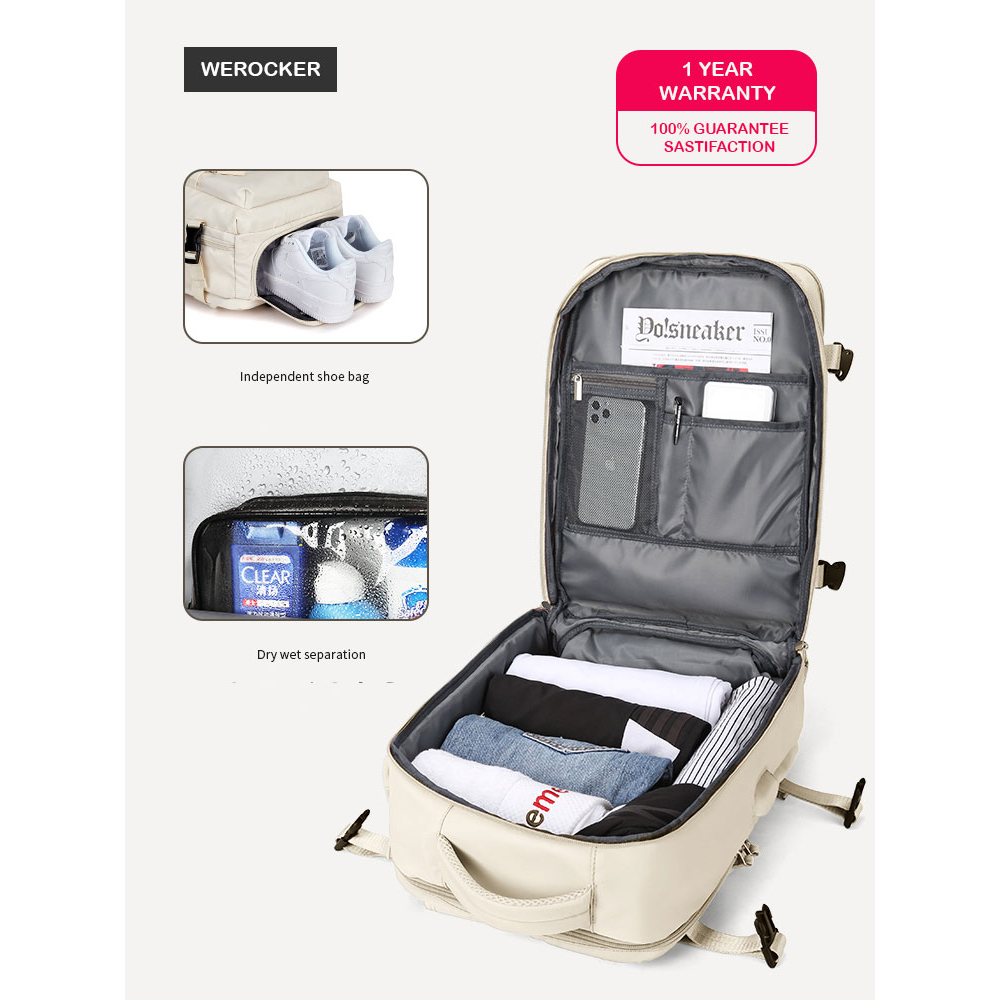 Werocker Travel Light Backpack Handcarry Luggage Holiday Vacation Bag