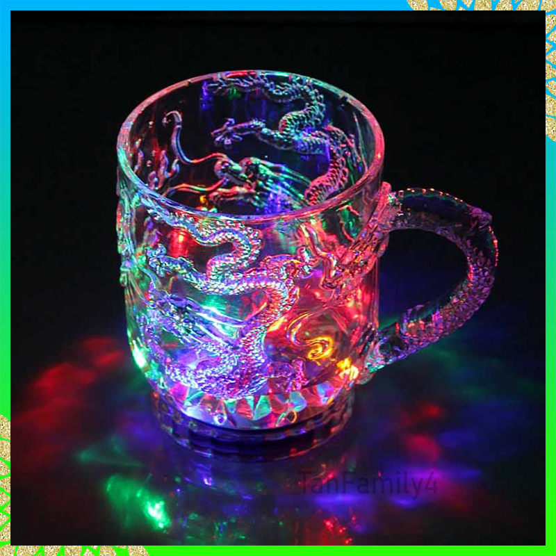 LED Rainbow Color Changing Inductive Dragon Cup Battery Water Activated Light Mug Colour Novelty Drink Gift