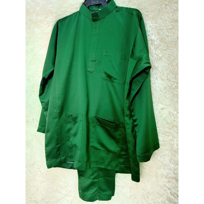 Baju Melayu Pasang Pesak Dark Emerald Green Hijau Pekat S-XXXL | Shopee ...