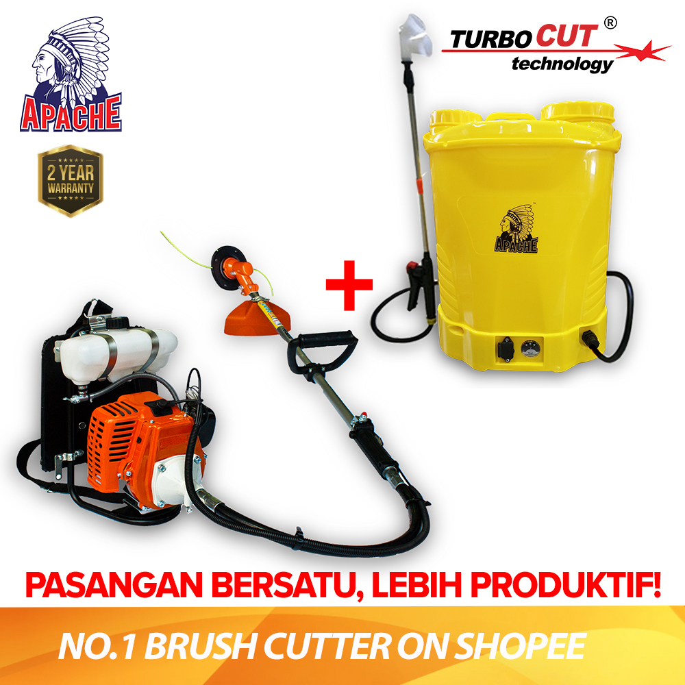 APACHE TurboCUT® BG328 | Super Heavy Duty Mesin Potong Rumput | Backpack Brush Cutter | COMBO SET | 2 TAHUN WARRANTY