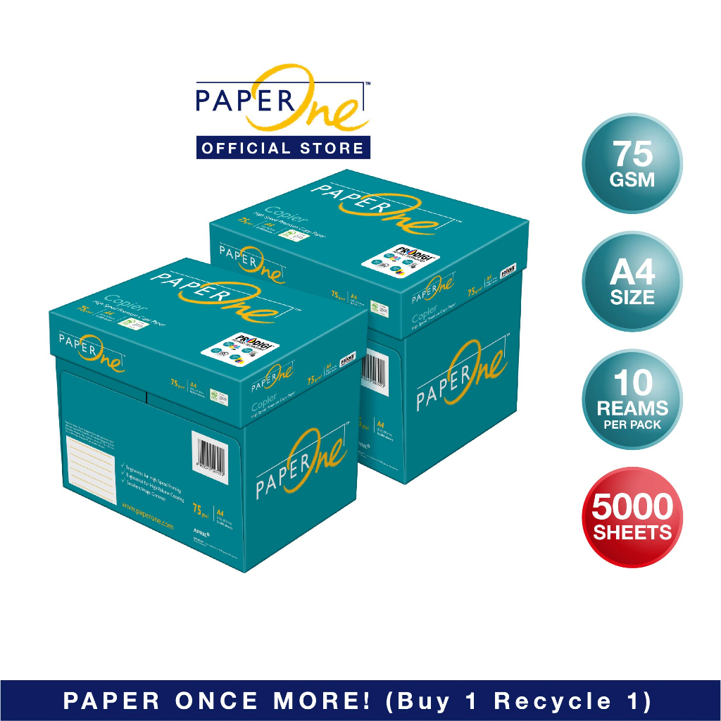 PaperOne A4 Copier Paper 70gsm/75gsm 5000 Sheets (10 Reams) | Shopee ...