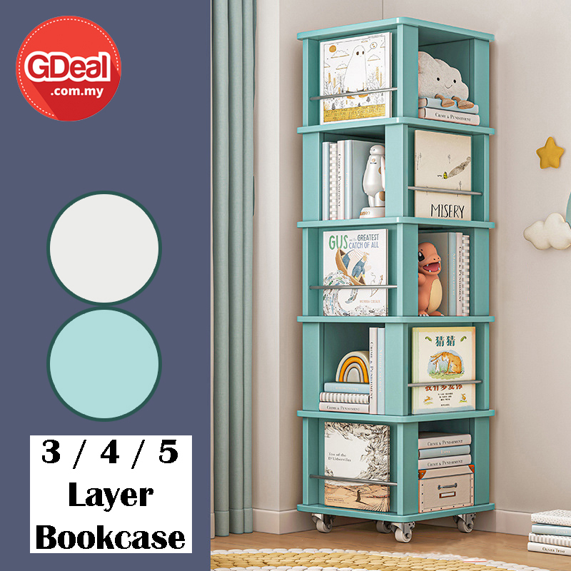 GDeal 360 Degree Rotating 3/4/5 Layers Bookshelf Movable Living Room Or
