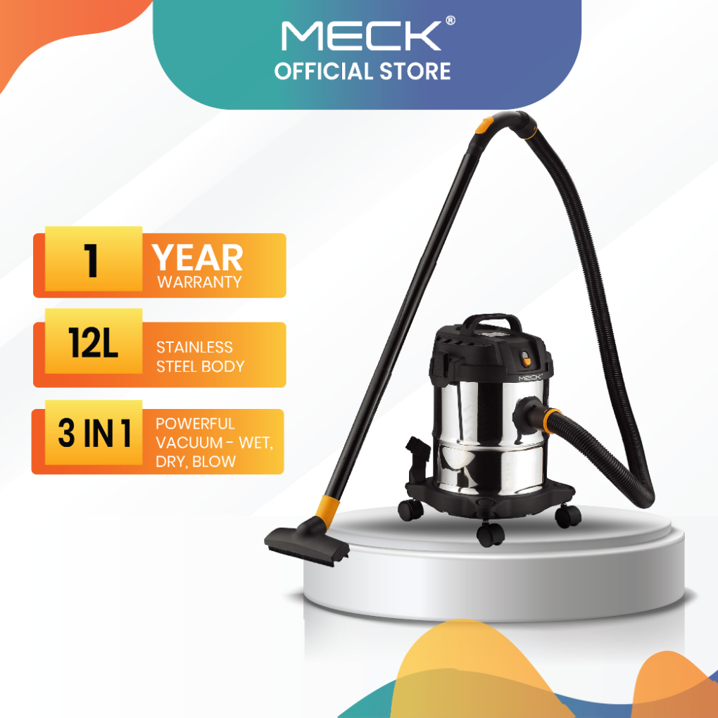 Meck Heavy Duty  3 in 1 (Wet, Dry Blow) Vacuum Cleaner 12 Litres