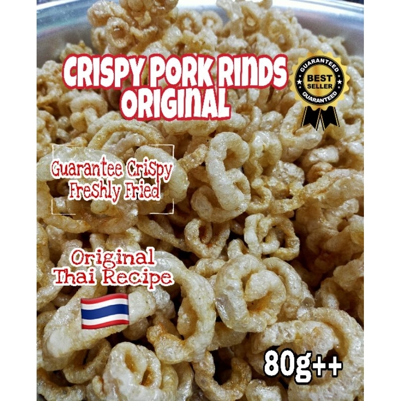 [WHOLESALE]#item ORIGINAL#Thai homemade Crispy Pork Rinds/Crispy fried Pork Skins/NON-HALAL PRODUCT(80g)