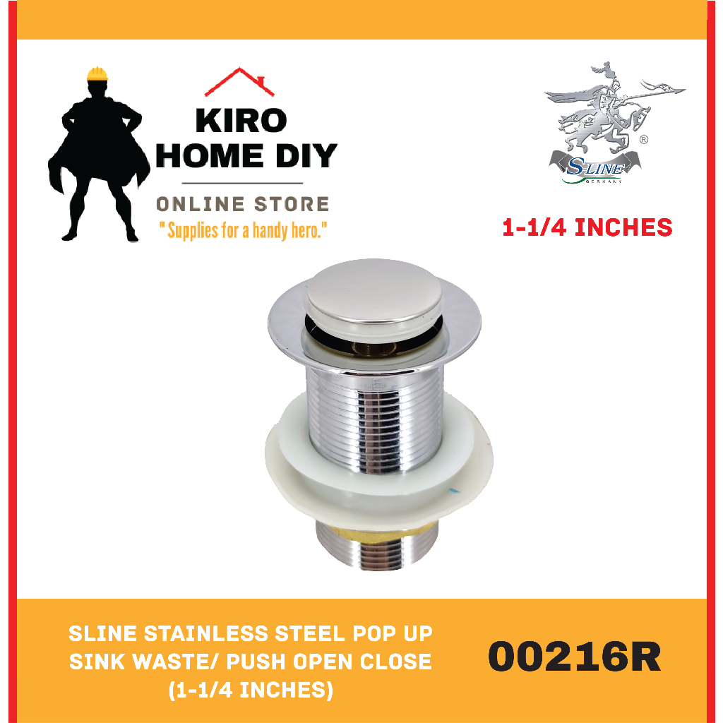 SLINE Stainless Steel Pop Up Sink Waste/ Push Open Close (11/4 Inches