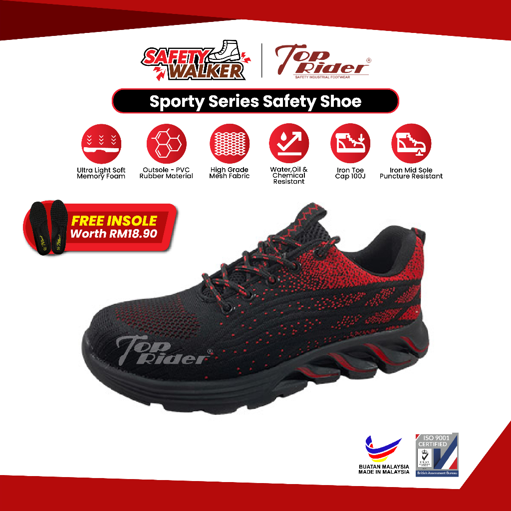 [FREE INSOLE] Safetywalker Top Rider Sporty Series Safety Shoe STR