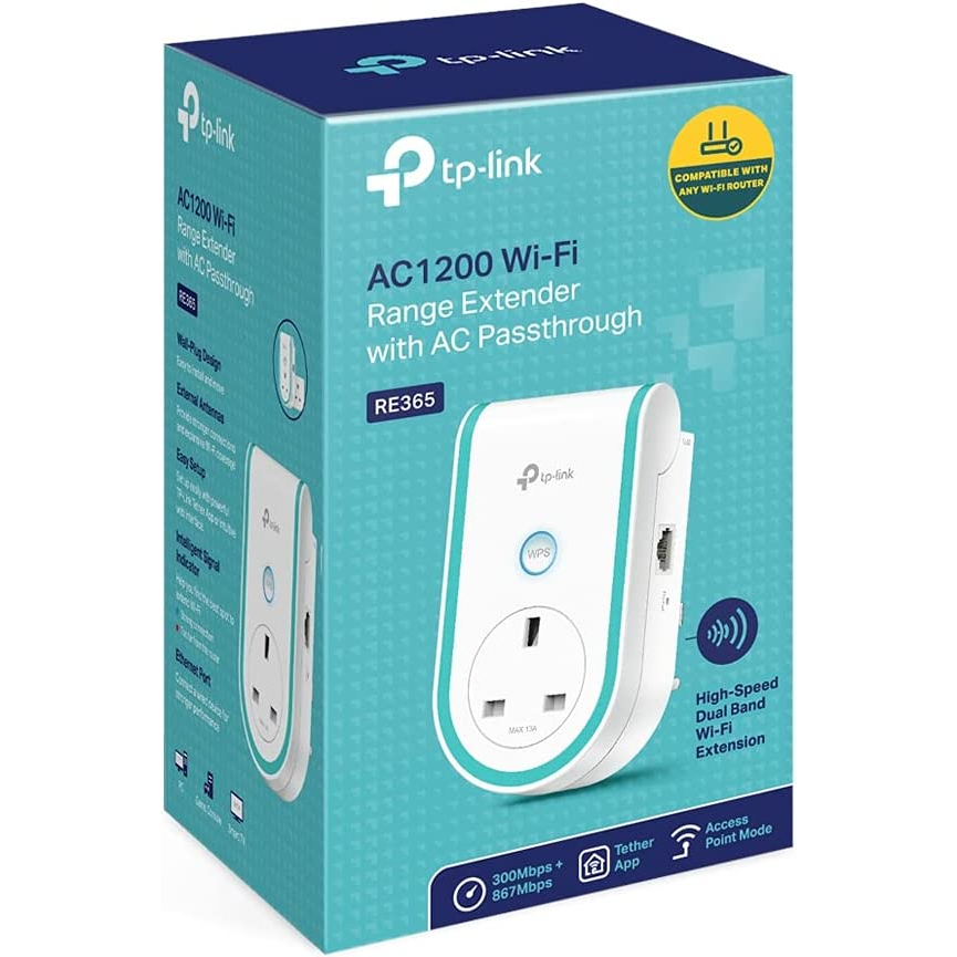 TPLink RE365 AC1200 Mbps WiFi Range Extender with AC Passthrough