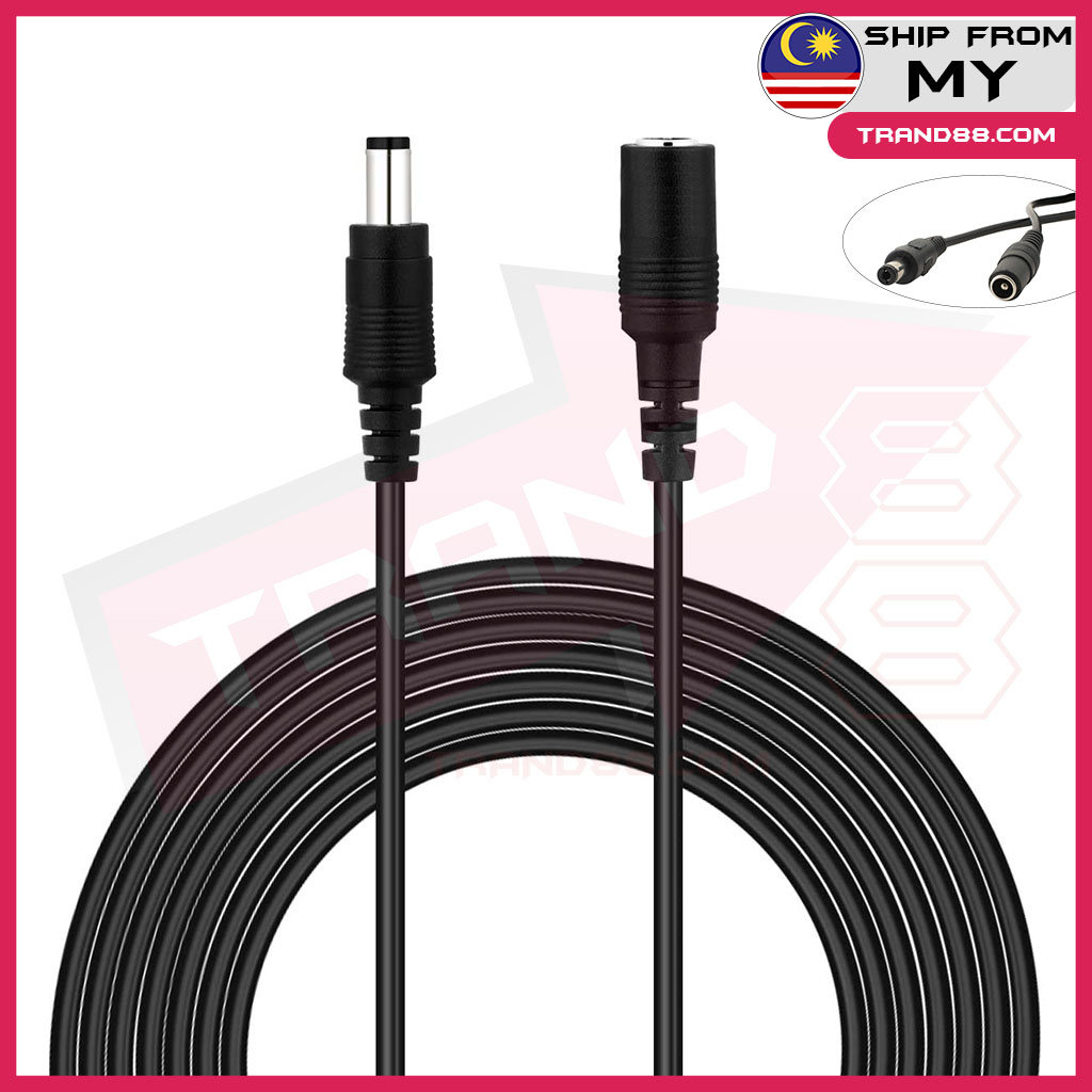 Trand88 DC Extension Cable Extender 2.1mm 5.5mm Female to Male for 9V 12V Adapter CCTV Tapo Camera