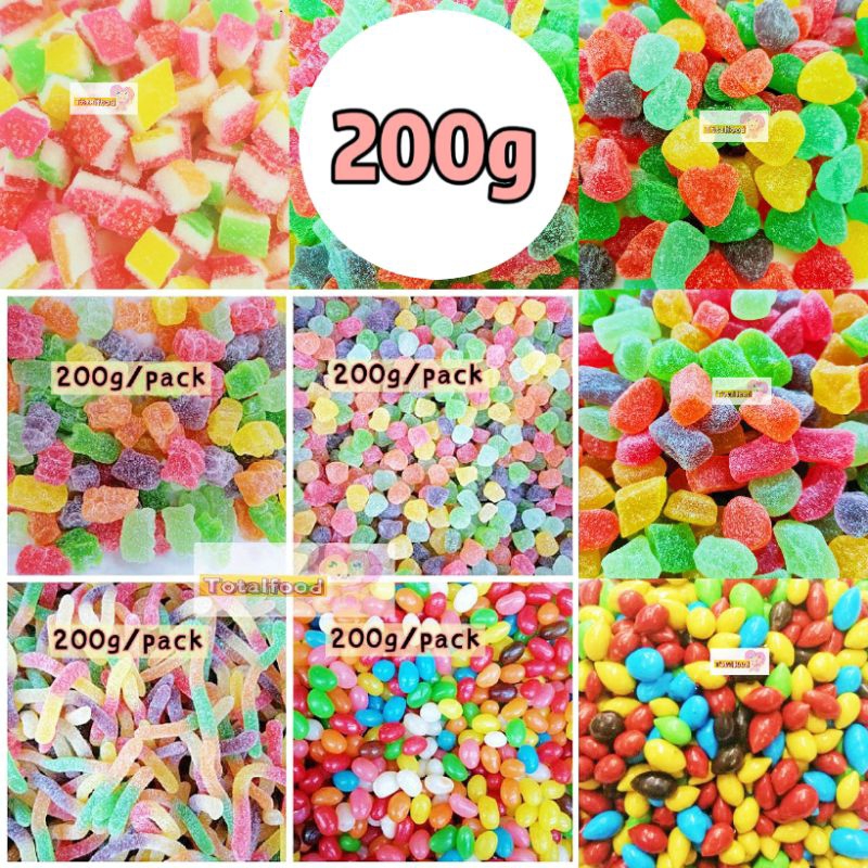 200g Gummy Gula Jelly［Bear/Ball/Strip/Star/Love］ /Jelly Bean/ Kuaci Chocolate