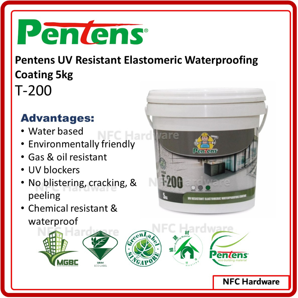 PENTENS T-200 UV Resistant Elastomeric Waterproofing Coating 5kg ...
