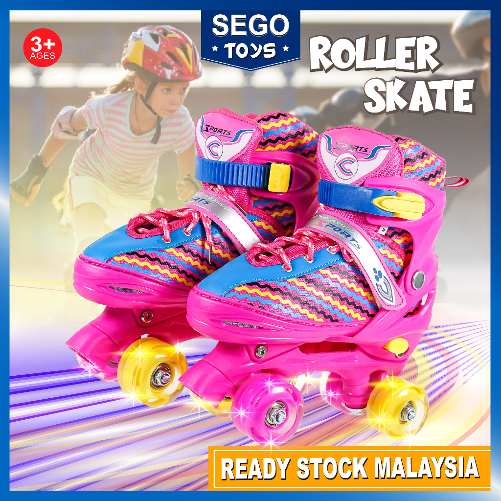 Roller Skate Kids Kasut Roda Kanak Kanak Children Ice Skating Blades Shoes Roller Wheel Shoe 儿童溜冰鞋