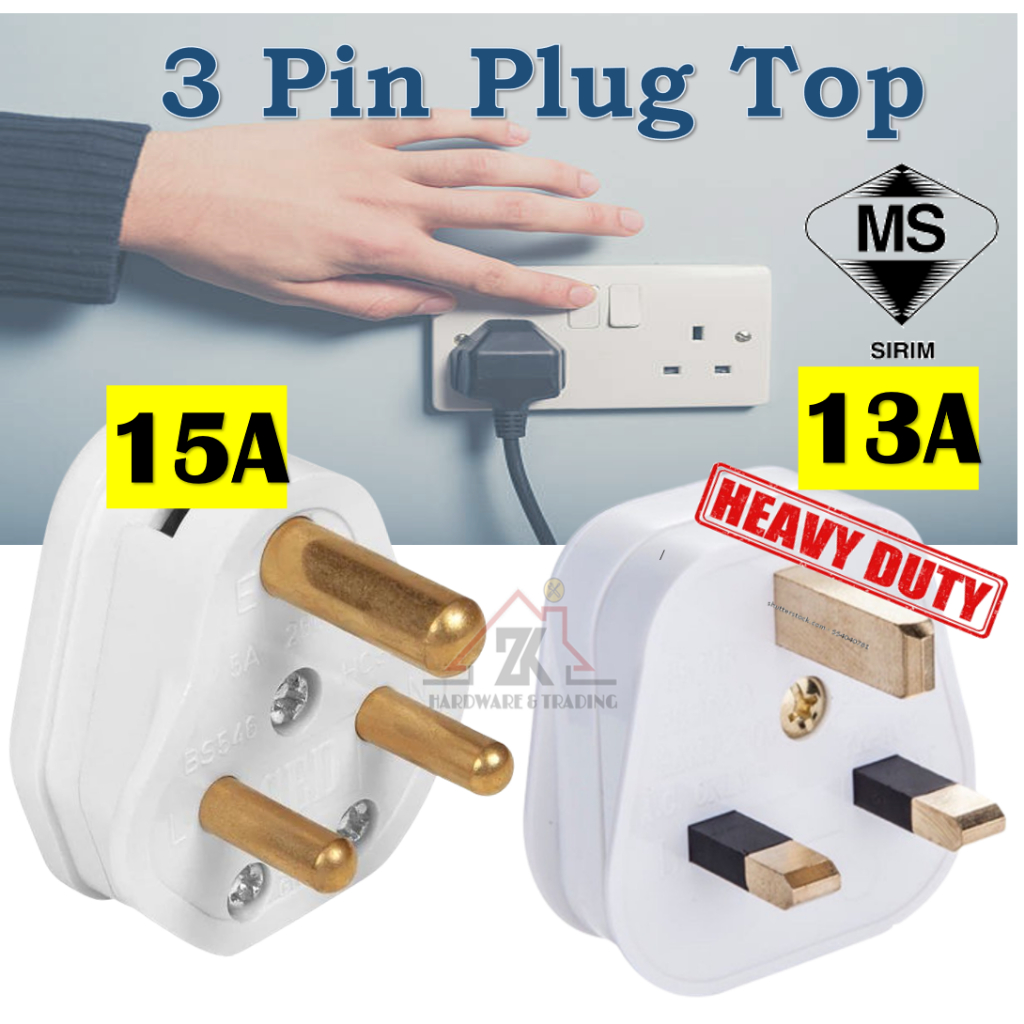 [SIRIM APPROVED]Heavy Duty 3 Pin Plug Top Machinery Industrial 13A 15A