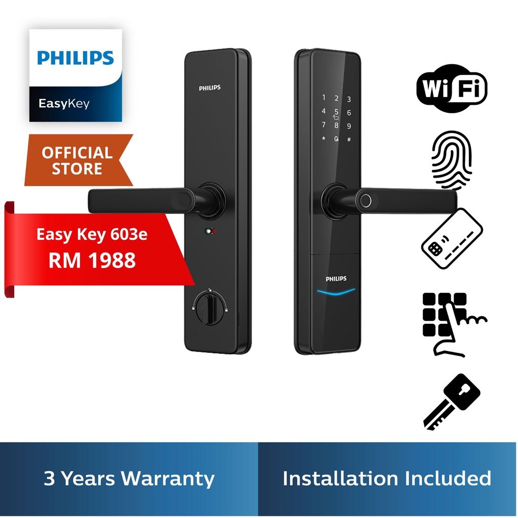 Philips Digital Lock Easy Key 603E, Includes Installation* Shopee Malaysia