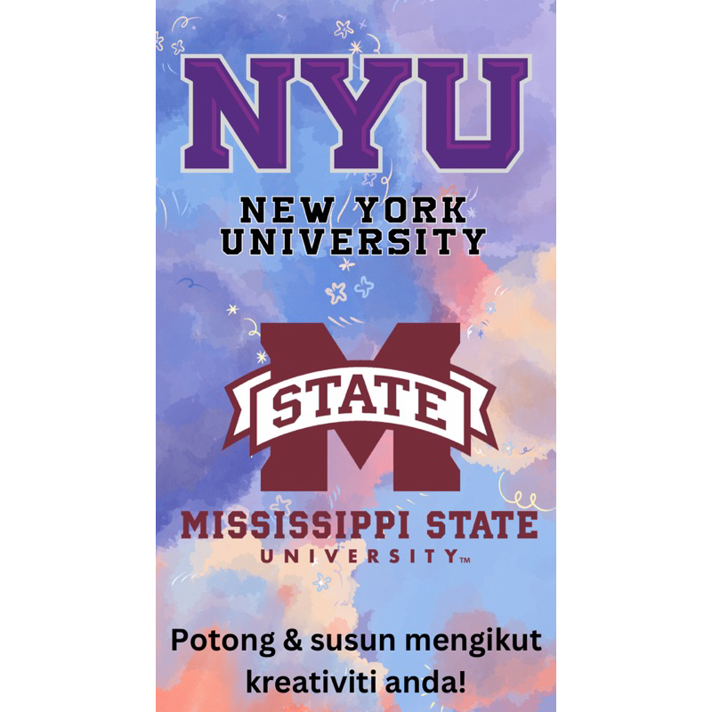 READYSTOCK heat transfer sticker/ Iron on sticker/ stiker bajul/universiti NYU MSU saiz besar/ sweater/baggy shirt