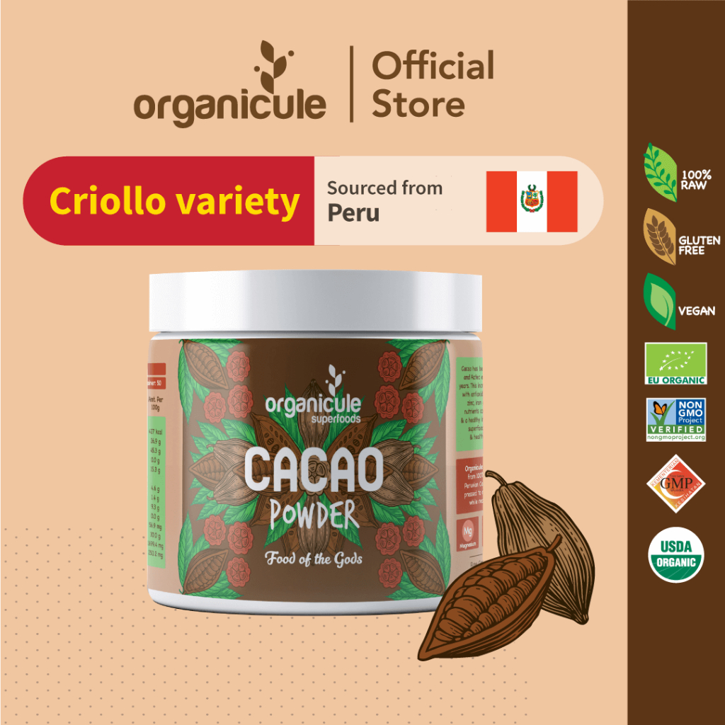 Organicule Cacao Powder [250g] | Energy Booster | Improves Heart and Brain Health | 100% Authentic | Sourced from Peru