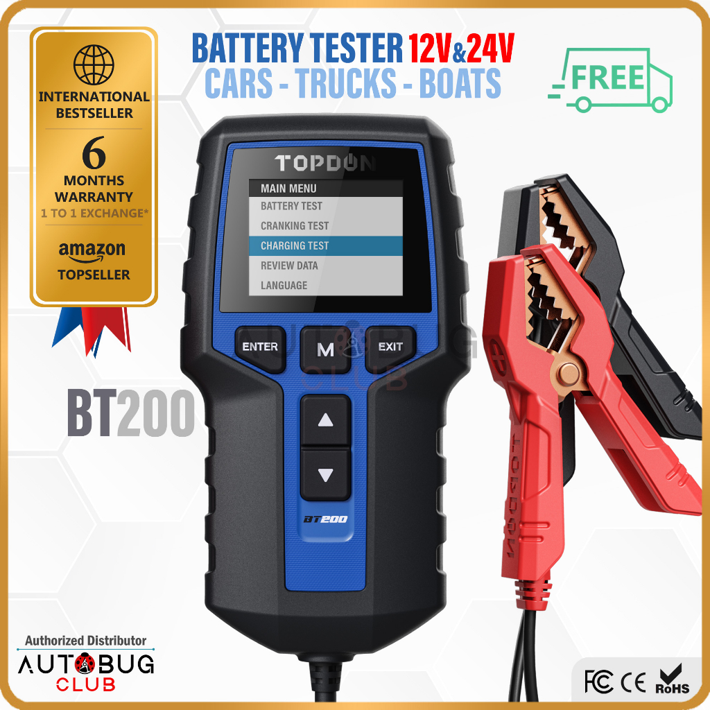 Topdon Bt200 Vehicle 12v And 24v Car Truck Battery Tester 100 2000 Cca Shopee Malaysia 6390