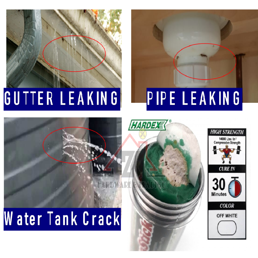 HARDEX Aquastick Underwater Epoxy Compound Marine Sealant Gutter Pipe Leaking Fiberglass Water Tank Crack Repair Steel