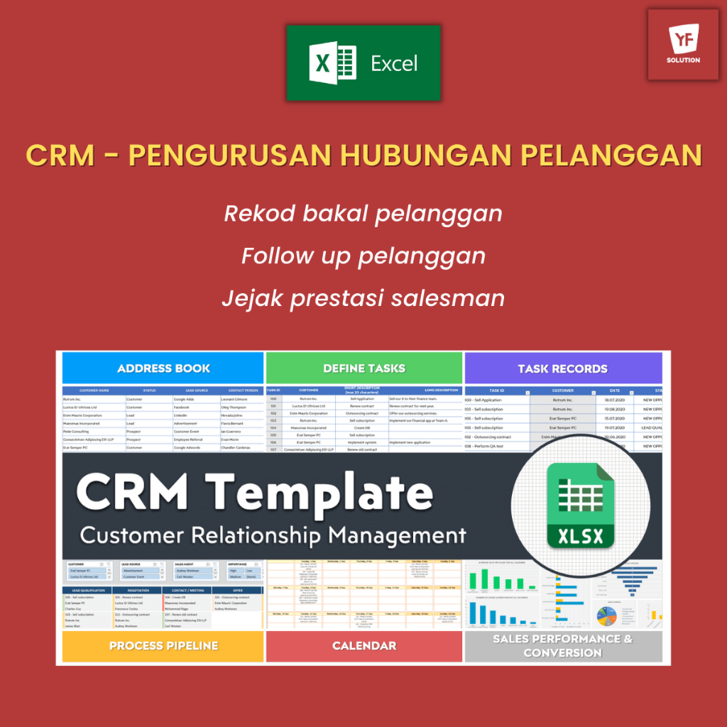 CRM Template【Excel】| Pengurusan Perhubungan Pelanggan | Rekod Pelanggan